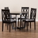 Baxton Studio Julie Modern and Contemporary Grey Fabric Upholstered and Dark Brown Finished Wood 5-Piece Dining Set - BSOJulie-Grey/Dark Brown-5PC Dining Set