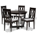 Baxton Studio Julie Modern and Contemporary Grey Fabric Upholstered and Dark Brown Finished Wood 5-Piece Dining Set - BSOJulie-Grey/Dark Brown-5PC Dining Set