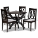Baxton Studio Mona Modern and Contemporary Grey Fabric Upholstered and Dark Brown Finished Wood 5-Piece Dining Set - BSOMona-Grey/Dark Brown-5PC Dining Set