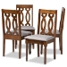 Baxton Studio Cherese Modern and Contemporary Grey Fabric Upholstered Walnut Brown Finished 4-Piece Wood Dining Chair Set