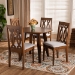 Baxton Studio Pia Modern and Contemporary Grey Fabric Upholstered and Walnut Brown Finished Wood 5-Piece Dining Set - BSOPia-Grey/Walnut-5PC Dining Set