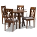 Baxton Studio Pia Modern and Contemporary Grey Fabric Upholstered and Walnut Brown Finished Wood 5-Piece Dining Set - BSOPia-Grey/Walnut-5PC Dining Set