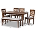 Baxton Studio Gustavo Modern and Contemporary Grey Fabric Upholstered and Walnut Brown Finished Wood 6-Piece Dining Set - BSORH317C-Grey/Walnut-6PC Dining Set