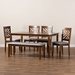 Baxton Studio Gustavo Modern and Contemporary Grey Fabric Upholstered and Walnut Brown Finished Wood 6-Piece Dining Set - BSORH317C-Grey/Walnut-6PC Dining Set