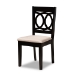 Baxton Studio Sanne Modern and Contemporary Sand Fabric Upholstered and Dark Brown Finished Wood 7-Piece Dining Set - BSOSanne-Sand/Dark Brown-7PC Dining Set