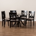 Baxton Studio Sanne Modern and Contemporary Sand Fabric Upholstered and Dark Brown Finished Wood 7-Piece Dining Set - BSOSanne-Sand/Dark Brown-7PC Dining Set