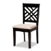 Baxton Studio Norah Modern and Contemporary Sand Fabric Upholstered and Dark Brown Finished Wood 7-Piece Dining Set - BSONorah-Sand/Dark Brown-7PC Dining Set