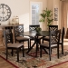 Baxton Studio Norah Modern and Contemporary Sand Fabric Upholstered and Dark Brown Finished Wood 7-Piece Dining Set - BSONorah-Sand/Dark Brown-7PC Dining Set