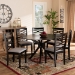 Baxton Studio Mila Modern and Contemporary Grey Fabric Upholstered and Dark Brown Finished Wood 7-Piece Dining Set - BSOMila-Grey/Dark Brown-7PC Dining Set