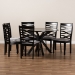Baxton Studio Mila Modern and Contemporary Grey Fabric Upholstered and Dark Brown Finished Wood 7-Piece Dining Set - BSOMila-Grey/Dark Brown-7PC Dining Set