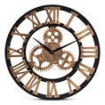 Baxton Studio Randolph Industrial Vintage Style Black and Distressed Brown Finished Wood Wall Clock