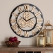 Baxton Studio Randolph Industrial Vintage Style Black and Distressed Brown Finished Wood Wall Clock - BSOWC 60cm