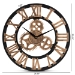 Baxton Studio Randolph Industrial Vintage Style Black and Distressed Brown Finished Wood Wall Clock - BSOWC 60cm