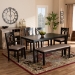Baxton Studio Bennett Modern and Contemporary Sand Fabric Upholstered and Dark Brown Finished Wood 6-Piece Dining Set - BSORH315C-Sand/Dark Brown-6PC Dining Set