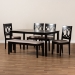 Baxton Studio Bennett Modern and Contemporary Sand Fabric Upholstered and Dark Brown Finished Wood 6-Piece Dining Set - BSORH315C-Sand/Dark Brown-6PC Dining Set