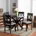 Baxton Studio Sanne Modern and Contemporary Grey Fabric Upholstered and Dark Brown Finished Wood 5-Piece Dining Set - BSOSanne-Grey/Dark Brown-5PC Dining Set