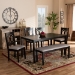 Baxton Studio Bennett Modern and Contemporary Grey Fabric Upholstered and Dark Brown Finished Wood 6-Piece Dining Set - BSORH315C-Grey/Dark Brown-6PC Dining Set