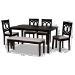 Baxton Studio Bennett Modern and Contemporary Grey Fabric Upholstered and Dark Brown Finished Wood 6-Piece Dining Set - BSORH315C-Grey/Dark Brown-6PC Dining Set