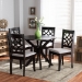Baxton Studio Elena Modern and Contemporary Grey Fabric Upholstered and Dark Brown Finished Wood 5-Piece Dining Set - BSOElena-Grey/Dark Brown-5PC Dining Set