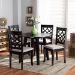Baxton Studio Mya Modern and Contemporary Grey Fabric Upholstered and Dark Brown Finished Wood 5-Piece Dining Set - BSOMya-Grey/Dark Brown-5PC Dining Set