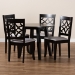 Baxton Studio Mya Modern and Contemporary Grey Fabric Upholstered and Dark Brown Finished Wood 5-Piece Dining Set - BSOMya-Grey/Dark Brown-5PC Dining Set