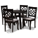 Baxton Studio Mya Modern and Contemporary Grey Fabric Upholstered and Dark Brown Finished Wood 5-Piece Dining Set - BSOMya-Grey/Dark Brown-5PC Dining Set