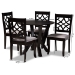 Baxton Studio Alisa Modern and Contemporary Grey Fabric Upholstered and Dark Brown Finished Wood 5-Piece Dining Set - BSOAlisa-Grey/Dark Brown-5PC Dining Set