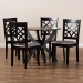 Baxton Studio Sandra Modern and Contemporary Grey Fabric Upholstered and Dark Brown Finished Wood 5-Piece Dining Set - BSOSandra-Grey/Dark Brown-5PC Dining Set
