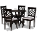 Baxton Studio Sandra Modern and Contemporary Grey Fabric Upholstered and Dark Brown Finished Wood 5-Piece Dining Set - BSOSandra-Grey/Dark Brown-5PC Dining Set