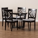 Baxton Studio Valerie Modern and Contemporary Grey Fabric Upholstered and Dark Brown Finished Wood 5-Piece Dining Set - BSOValerie-Grey/Dark Brown-5PC Dining Set