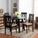 Baxton Studio Heidi Modern and Contemporary Sand Fabric Upholstered and Dark Brown Finished Wood 5-Piece Dining Set - BSOHeidi-Sand/Dark Brown-5PC Dining Set