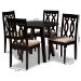 Baxton Studio Heidi Modern and Contemporary Sand Fabric Upholstered and Dark Brown Finished Wood 5-Piece Dining Set - BSOHeidi-Sand/Dark Brown-5PC Dining Set
