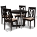 Baxton Studio Julie Modern and Contemporary Sand Fabric Upholstered and Dark Brown Finished Wood 5-Piece Dining Set - BSOJulie-Sand/Dark Brown-5PC Dining Set