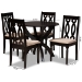 Baxton Studio Mona Modern and Contemporary Sand Fabric Upholstered and Dark Brown Finished Wood 5-Piece Dining Set - BSOMona-Sand/Dark Brown-5PC Dining Set