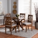 Baxton Studio Elena Modern and Contemporary Grey Fabric Upholstered and Walnut Brown Finished Wood 5-Piece Dining Set - BSOElena-Grey/Walnut-5PC Dining Set