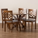 Baxton Studio Elena Modern and Contemporary Grey Fabric Upholstered and Walnut Brown Finished Wood 5-Piece Dining Set - BSOElena-Grey/Walnut-5PC Dining Set