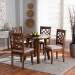 Baxton Studio Mya Modern and Contemporary Grey Fabric Upholstered and Walnut Brown Finished Wood 5-Piece Dining Set - BSOMya-Grey/Walnut-5PC Dining Set