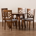 Baxton Studio Mya Modern and Contemporary Grey Fabric Upholstered and Walnut Brown Finished Wood 5-Piece Dining Set - BSOMya-Grey/Walnut-5PC Dining Set