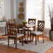 Baxton Studio Tricia Modern and Contemporary Grey Fabric Upholstered and Walnut Brown Finished Wood 5-Piece Dining Set - BSOTricia-Grey/Walnut-5PC Dining Set