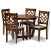Baxton Studio Tricia Modern and Contemporary Grey Fabric Upholstered and Walnut Brown Finished Wood 5-Piece Dining Set - BSOTricia-Grey/Walnut-5PC Dining Set