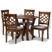 Baxton Studio Alisa Modern and Contemporary Grey Fabric Upholstered and Walnut Brown Finished Wood 5-Piece Dining Set - BSOAlisa-Grey/Walnut-5PC Dining Set