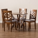 Baxton Studio Sandra Modern and Contemporary Grey Fabric Upholstered and Walnut Brown Finished Wood 5-Piece Dining Set - BSOSandra-Grey/Walnut-5PC Dining Set