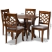 Baxton Studio Sandra Modern and Contemporary Grey Fabric Upholstered and Walnut Brown Finished Wood 5-Piece Dining Set - BSOSandra-Grey/Walnut-5PC Dining Set
