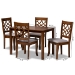 Baxton Studio Celina Modern and Contemporary Grey Fabric Upholstered and Walnut Brown Finished Wood 5-Piece Dining Set - BSOCelina-Grey/Walnut-5PC Dining Set