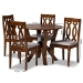 Baxton Studio Elaine Modern and Contemporary Grey Fabric Upholstered and Walnut Brown Finished Wood 5-Piece Dining Set - BSOElaine-Grey/Walnut-5PC Dining Set