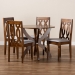 Baxton Studio Mona Modern and Contemporary Grey Fabric Upholstered and Walnut Brown Finished Wood 5-Piece Dining Set - BSOMona-Grey/Walnut-5PC Dining Set