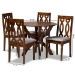 Baxton Studio Mona Modern and Contemporary Grey Fabric Upholstered and Walnut Brown Finished Wood 5-Piece Dining Set - BSOMona-Grey/Walnut-5PC Dining Set