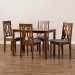 Baxton Studio Kasia Modern and Contemporary Grey Fabric Upholstered and Walnut Brown Finished Wood 5-Piece Dining Set - BSOKasia-Grey/Walnut-5PC Dining Set