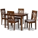 Baxton Studio Kasia Modern and Contemporary Grey Fabric Upholstered and Walnut Brown Finished Wood 5-Piece Dining Set - BSOKasia-Grey/Walnut-5PC Dining Set