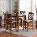 Baxton Studio Alora Modern and Contemporary Grey Fabric Upholstered Walnut Brown Finished 5-Piece Wood Pub Set - BSORH320P-Grey/Walnut-5PC Pub Set